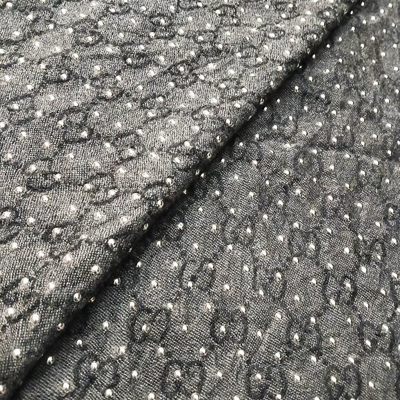 Gucci Rare Vintage Studded Dark Grey & Silver Reversible GG Logo Print Shawl - Picture 5 of 10
